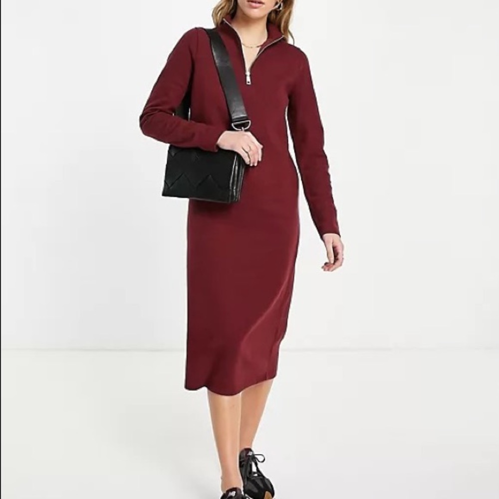 ASOS DESIGN Curve Super Soft Zip Front Polo Shirt Midi Sweater Dress 💫
